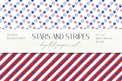 Patriotic Stars and Stripes Seamless Pattern Set Product Image 1