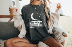 Camping Life PNG, Retro Camper Under Stars, Outdoor Product Image 4