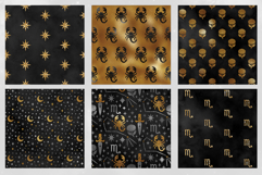 16 Black &amp; Gold Scorpio Zodiac Seamless Patterns Product Image 4