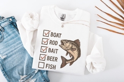 Boat Rod Bait Beer Fish PNG, Funny Fishing Checklist Product Image 2