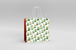 4 Grumpy Green Cat Seamless Patterns, Xmas Digital Paper PNG Product Image 4