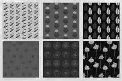 16 Charcoal Floral Seamless Patterns Product Image 4