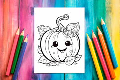 4 Kawaii Pumpkin Coloring Pages, Printable Designs for Kids Product Image 4