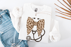 Leopard Nurse Coquette Bow Png, Retro Nursing Sublimation Product Image 2