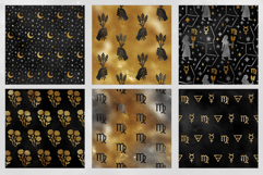 16 Black &amp; Gold Virgo Zodiac Seamless Patterns Product Image 4