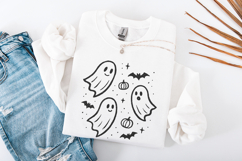 Cute Ghosts PNG, Halloween Ghost Clipart, Bat and Pumpkin Product Image 4