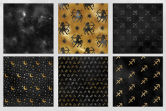 16 Black &amp; Gold Sagittarius Zodiac Seamless Patterns Product Image 4