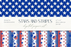 Patriotic Stars and Stripes Seamless Pattern Set Product Image 1