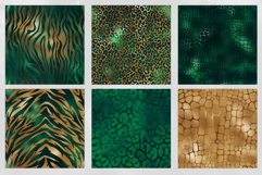 16 Green &amp; Gold Luxury Safari Seamless Patterns Product Image 4