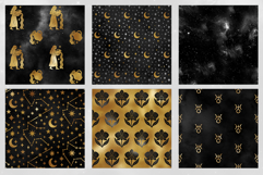 16 Black &amp; Gold Aquarius Zodiac Seamless Patterns Product Image 4