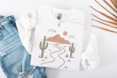Minimalist Desert PNG Art, Boho Landscape with Cactus and Product Image 3