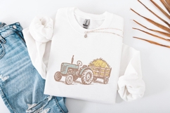 Vintage Tractor and Hay Trailer PNG, Farmhouse Rustic Product Image 2