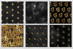 16 Black &amp; Gold Libra Zodiac Seamless Patterns Product Image 4