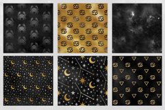 16 Black &amp; Gold Cancer Zodiac Seamless Patterns Product Image 4