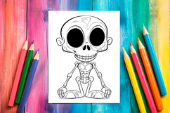 4 Cute Skeleton Coloring Pages, Printable Designs PNG Product Image 4