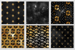 16 Black &amp; Gold Pisces Zodiac Seamless Patterns Product Image 4