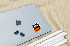 Halloween Black Kitten Printable Stickers PNG Files Product Image 4