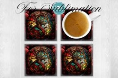 FAUX STAINED GLASS DRAGON SUBLIMATION MUG WRAP DESIGN Product Image 4