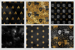 16 Black &amp; Gold Aries Zodiac Seamless Patterns Product Image 4