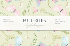 Watercolor Butterfly Digital Paper Seamless Floral Patterns Product Image 1