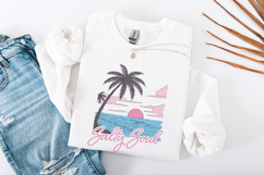 Retro Summer Salty Soul Png, Summer Shirt Designs, Digital Product Image 3