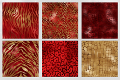 16 Red &amp; Gold Luxury Safari Seamless Patterns Product Image 4