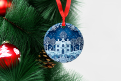 4 Christmas Paper Cut Round Ornaments, Xmas Sublimation PNG Product Image 4