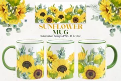 Sunflower Mugs Sublimation Designs PNG, 11 & 15oz mug Product Image 1