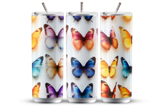 Rainbow Butterflies Seamless Patterns, Tumbler Wraps 20 oz Product Image 4