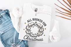 All Booked For Christmas PNG, Book Lover Christmas Wreath Product Image 4