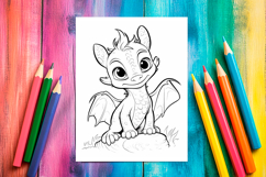 4 Fairytale Dragon Coloring Pages, Printable Designs PNG Product Image 4