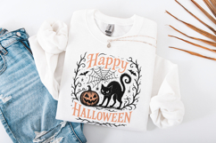 Happy Halloween PNG, Black Cat and Pumpkin Clipart PNG for Product Image 4