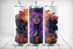 4 Zombie Cat Girls Tumbler Wrap Sublimation Design, 20 oz Product Image 4