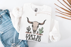 Can&#039;t Be Tamed PNG, Western Skull Digital Download, Cowboy Product Image 2
