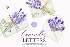 Lavender Envelopes Clipart PNG/ Wedding clipart Product Image 1