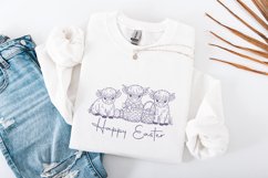 Easter Day Highland Cow PNG, Cute Easter Png, Retro Easter Product Image 4