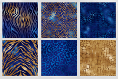 16 Blue &amp; Gold Luxury Safari Seamless Patterns Product Image 4
