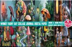 Whimsy Rainy Day Collage Journal Digital Paper Background pn Product Image 5
