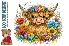 Rainbow Highland Cow Clipart Product Image 1