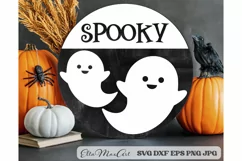 Spooky Svg, Halloween Svg, Halloween sign Svg, Round Sign Product Image 1