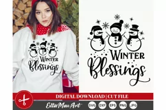 Winter blessings, Christmas SVG, Winter SVG, Christmas shirt Product Image 1