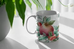 Watercolor Watercolor Pomegranate flowers Mug Sublimation Product Image 2