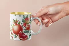 Watercolor Watercolor Pomegranate flowers Mug Sublimation Product Image 3