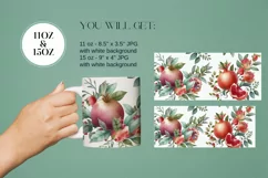Watercolor Watercolor Pomegranate flowers Mug Sublimation Product Image 4