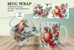 Watercolor Watercolor Pomegranate flowers Mug Sublimation Product Image 1