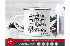 Winter blessings, Christmas SVG, Winter SVG, Christmas shirt Product Image 4