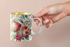 Watercolor Watercolor Pomegranate flowers Mug Sublimation Product Image 2