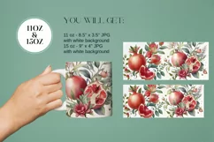 Watercolor Watercolor Pomegranate flowers Mug Sublimation Product Image 4