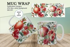 Watercolor Watercolor Pomegranate flowers Mug Sublimation Product Image 1