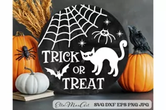 Trick or treat Svg, Halloween Svg, Halloween sign Svg, Round Product Image 1